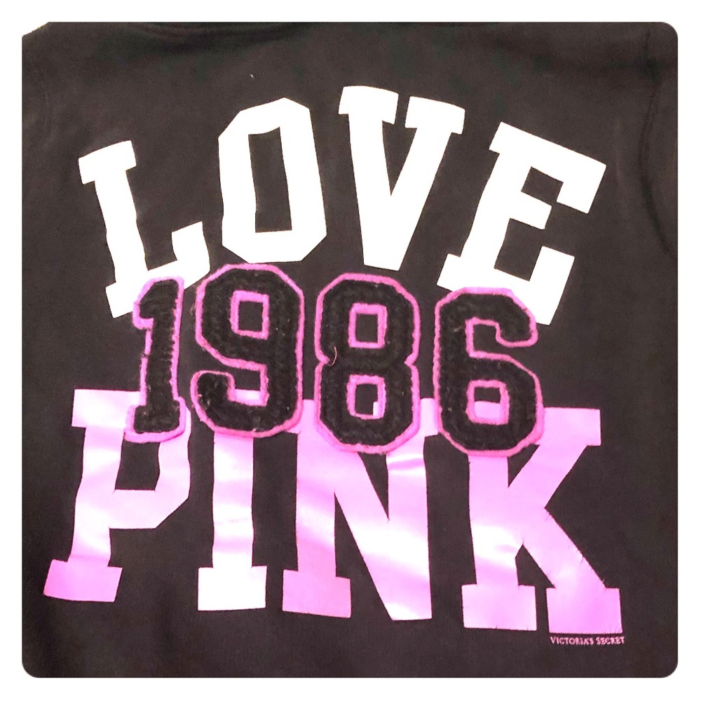 Pink small women’s hoodie black with pink writing